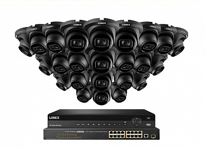 Lorex 4K (32 Camera Capable) 8TB Wired NVR System with Nocturnal 3 Smart IP Dome Cameras Featuring Listen-In Audio and 30FPS Recording